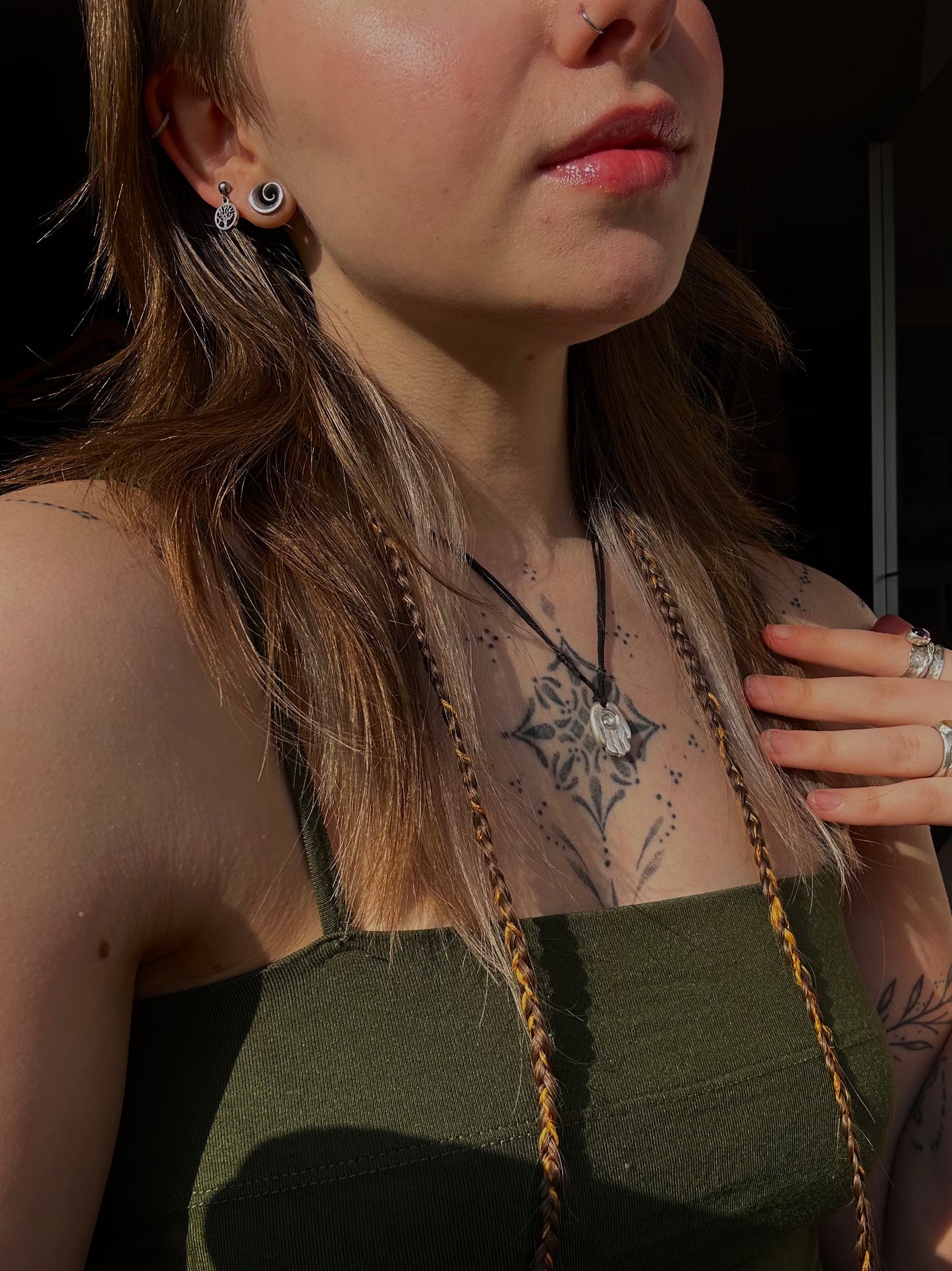 Sterling silver healing hand pendant necklace.