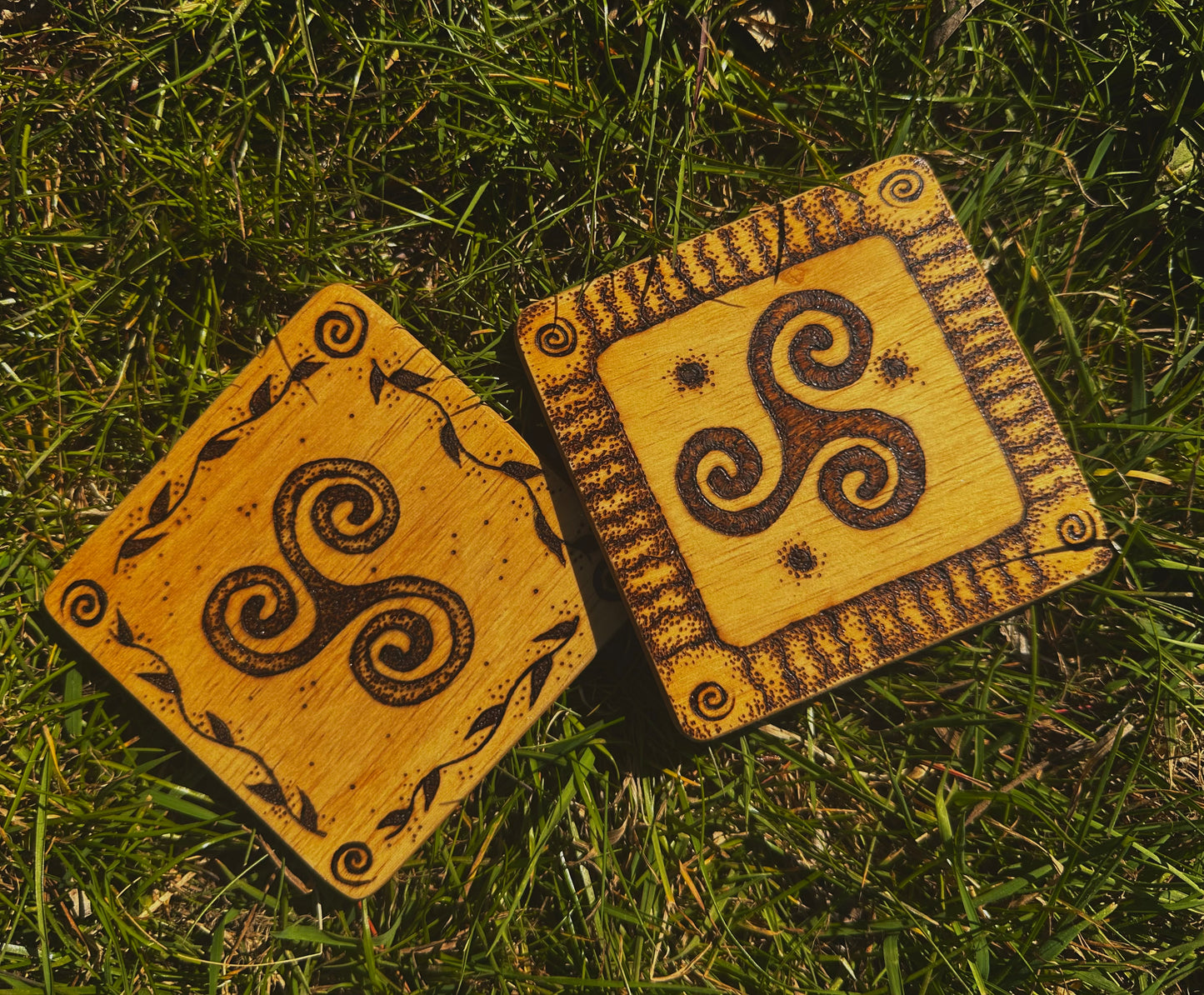 Wooden whimsical coasters.