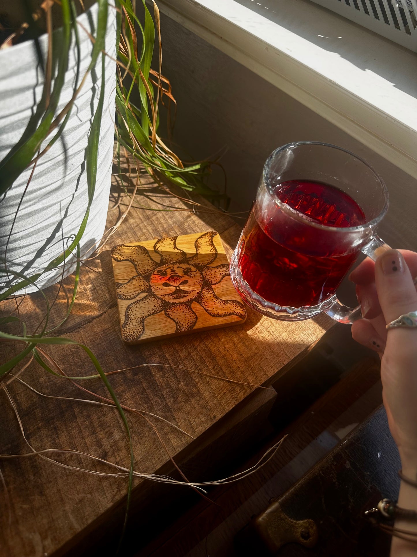 Wooden whimsical coasters.