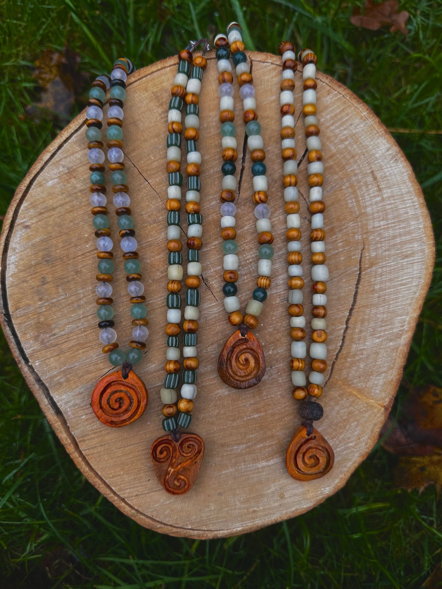 Avocado pendant beaded necklace.