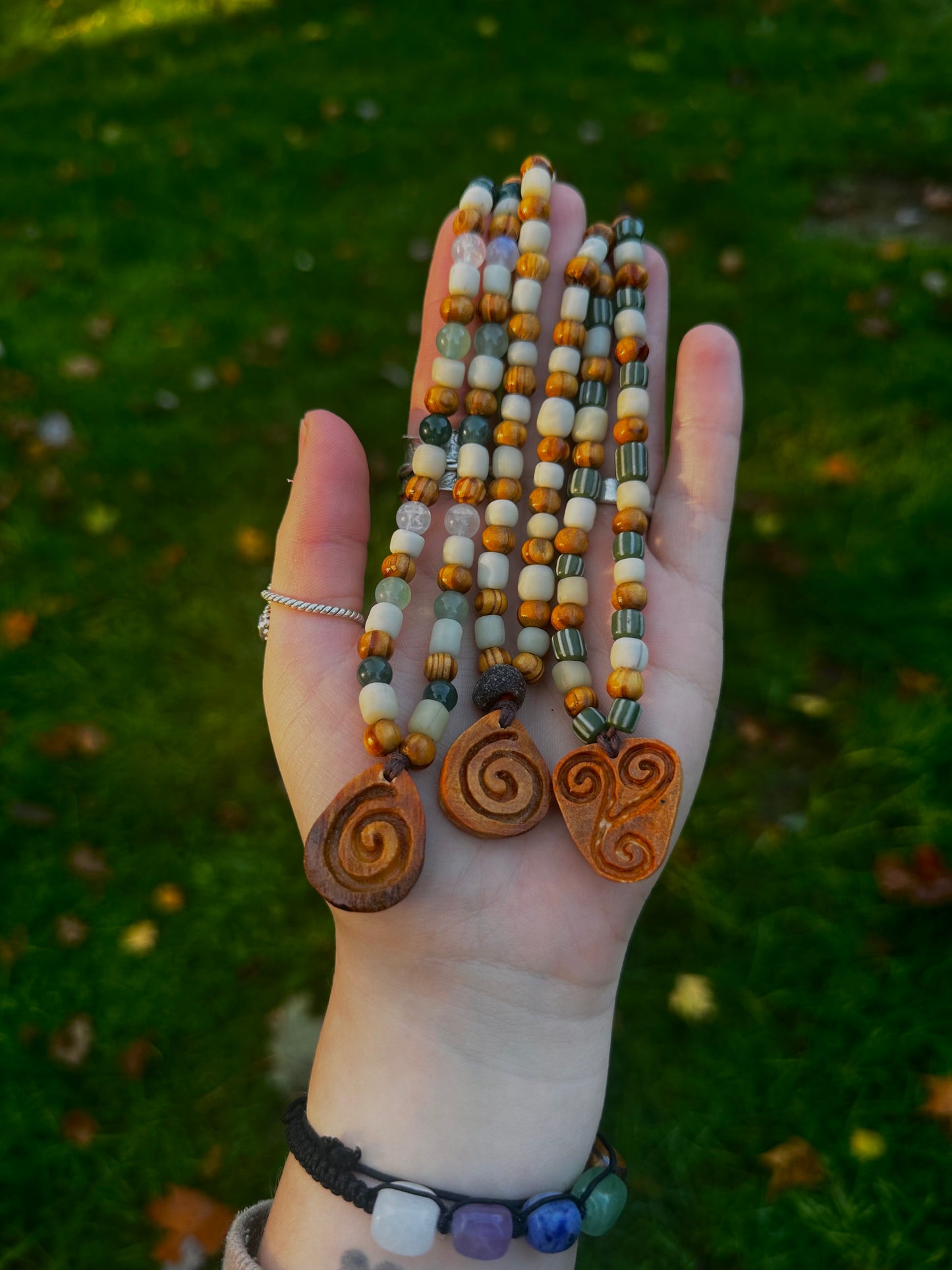 Avocado pendant beaded necklace.