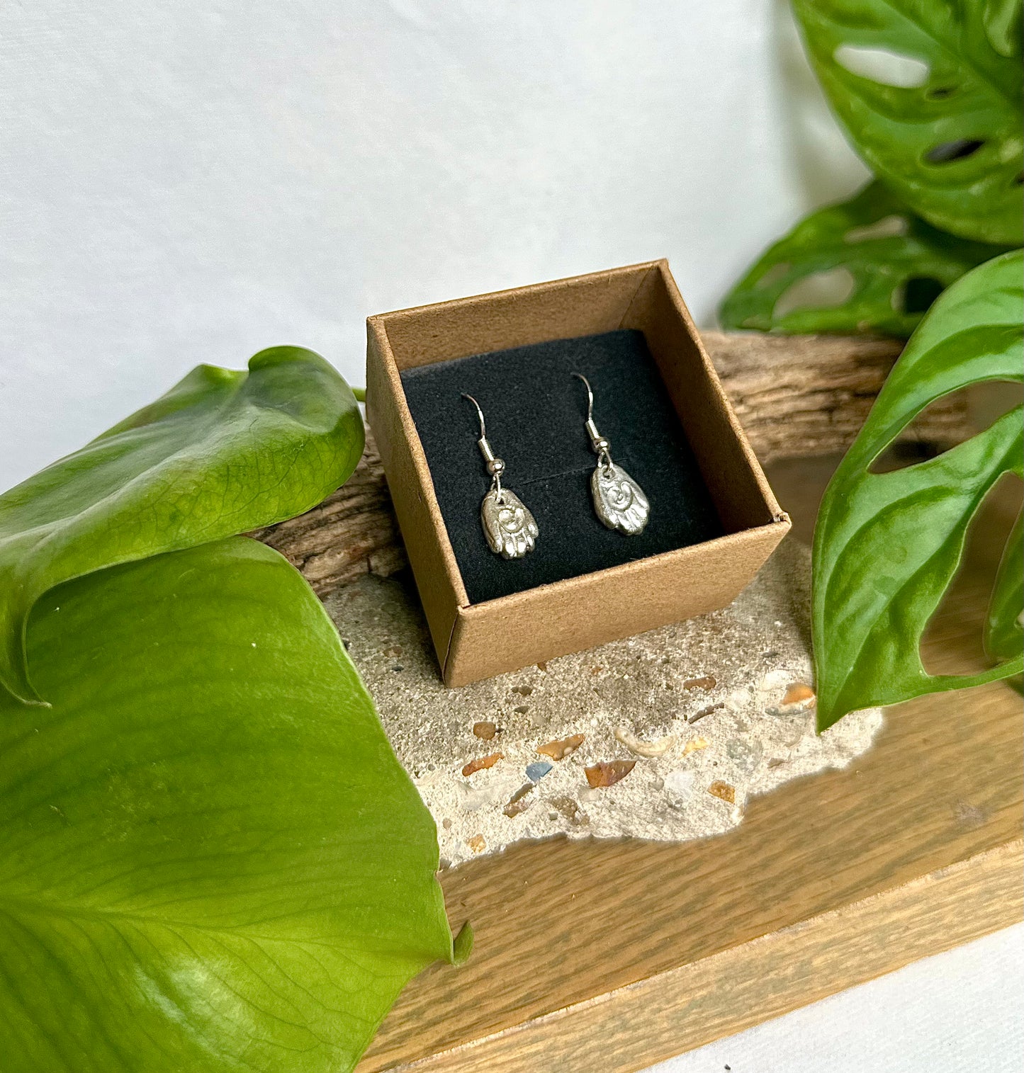 Sterling Silver Healing Hand Earrings.