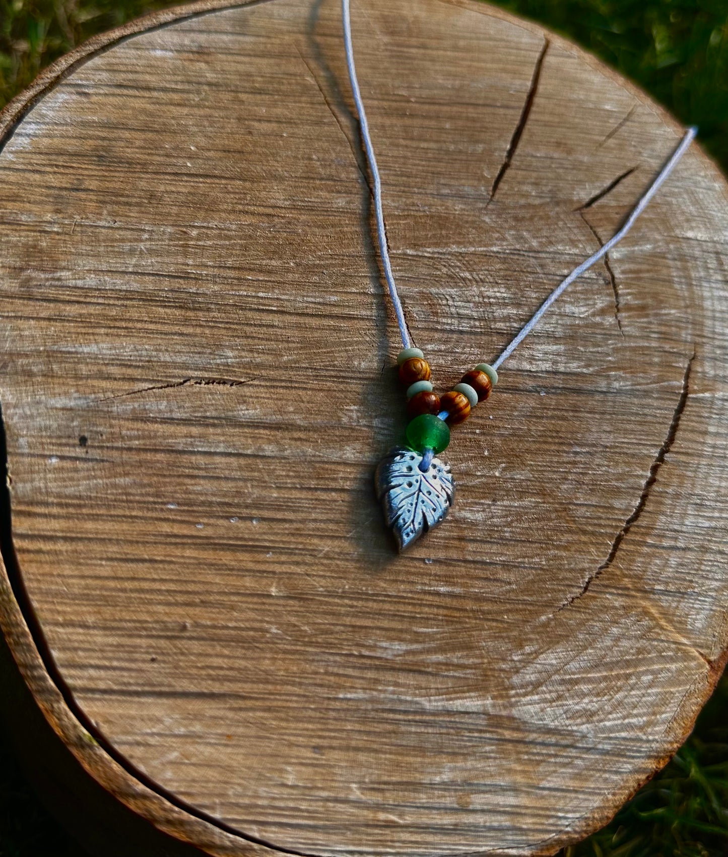 Sterling Silver and Copper Leaf Pendant Necklace.
