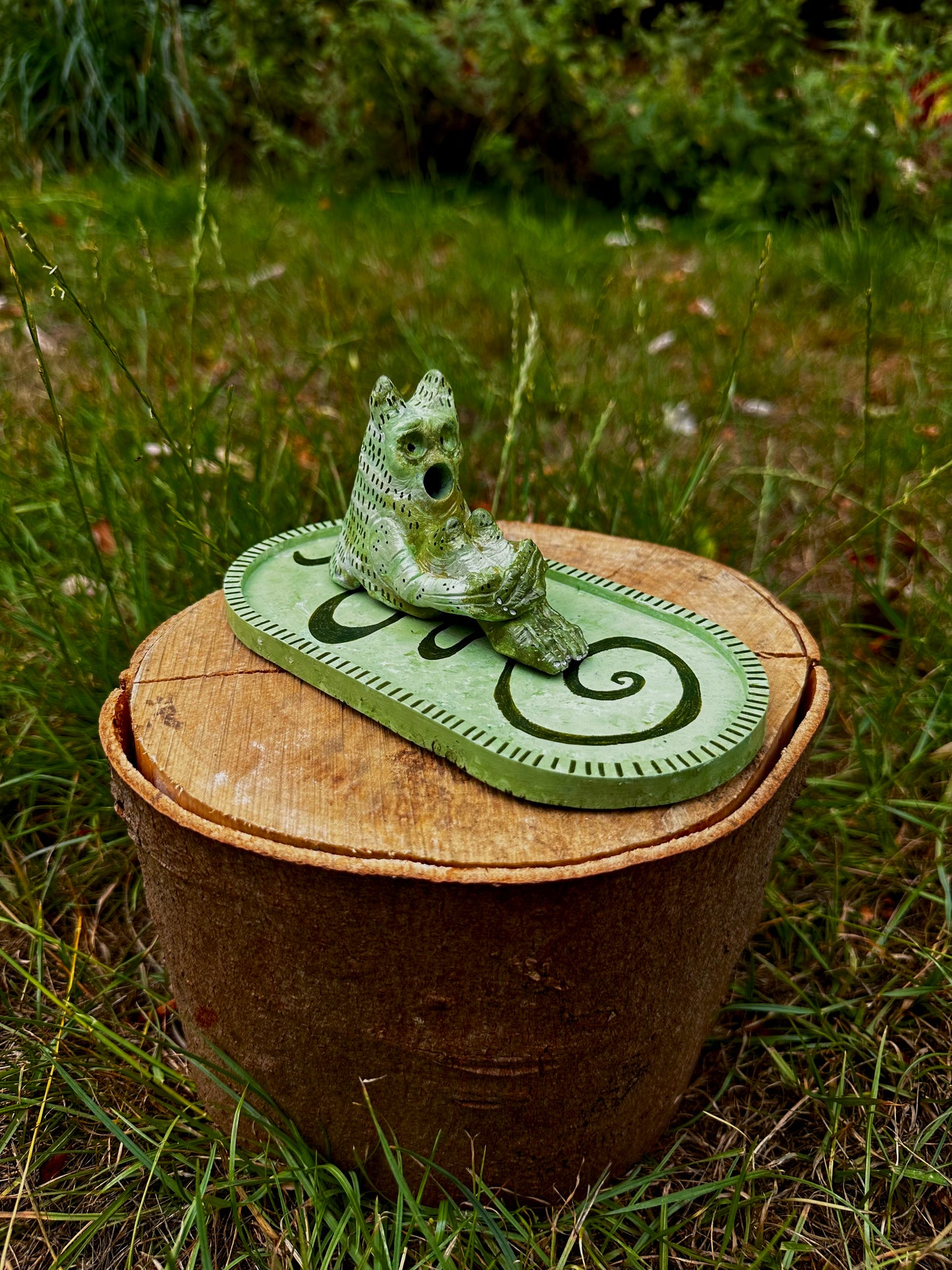 The pondering exhales, incense creature.