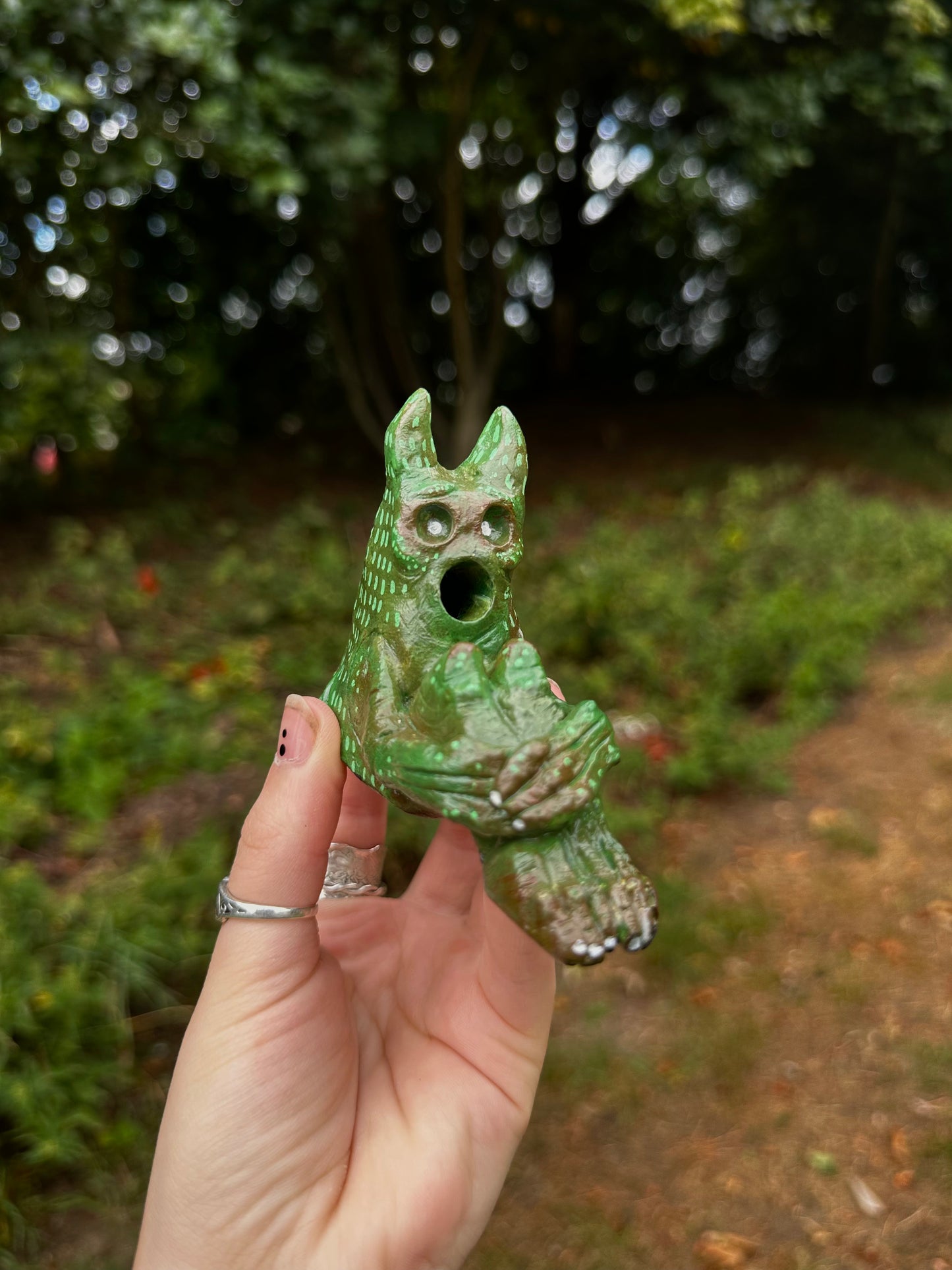 The pondering exhales, incense creature.
