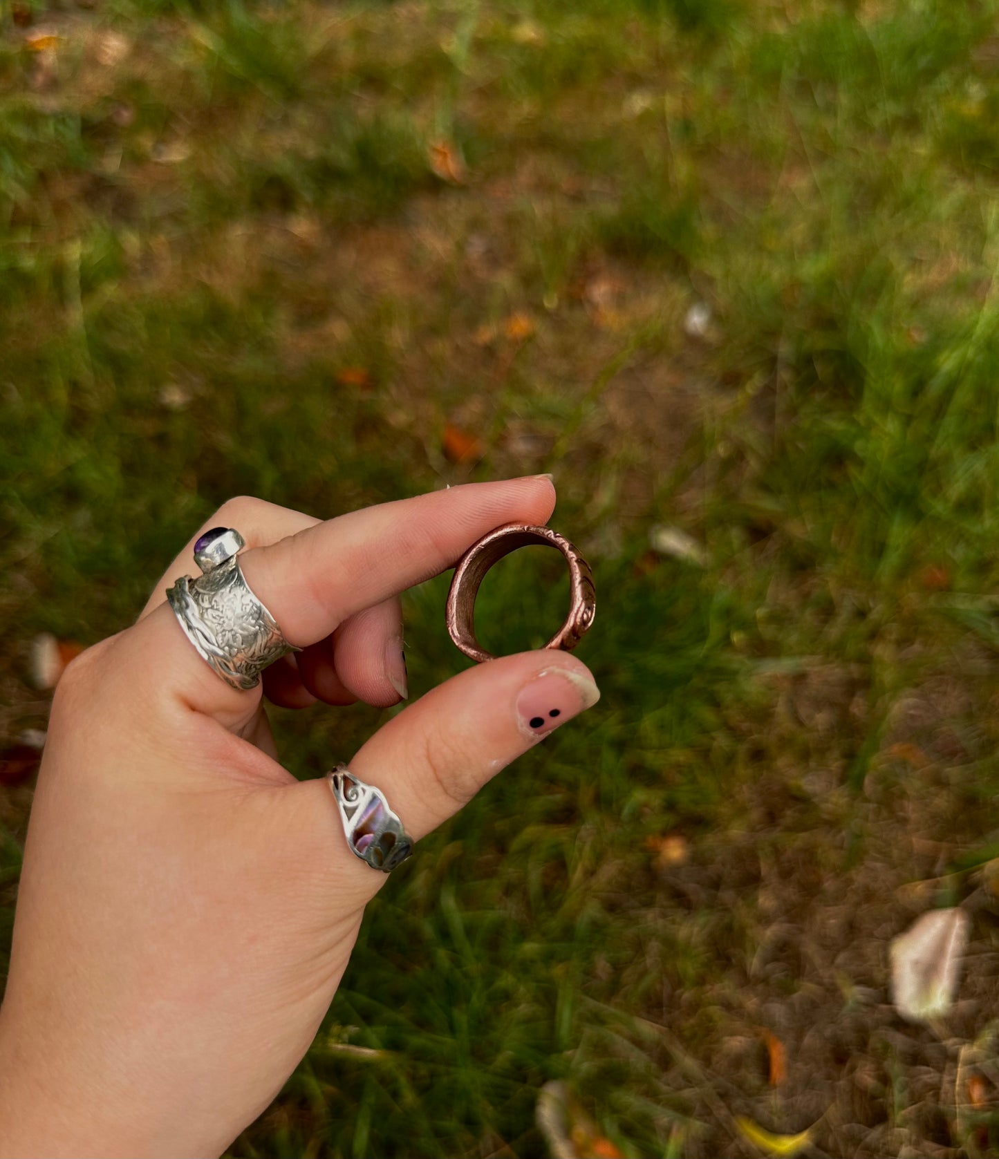 Sterling Silver and copper rings.