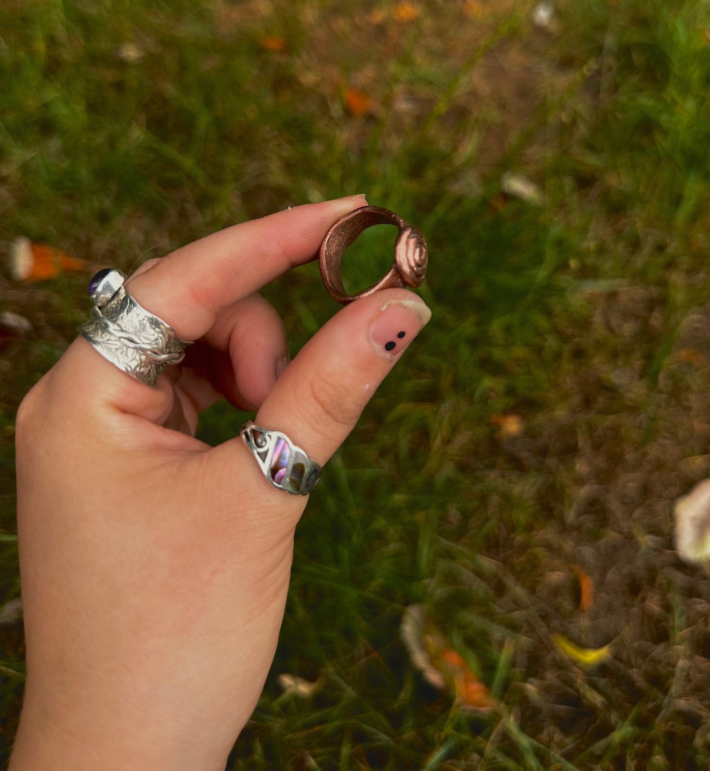 Sterling Silver and copper rings.