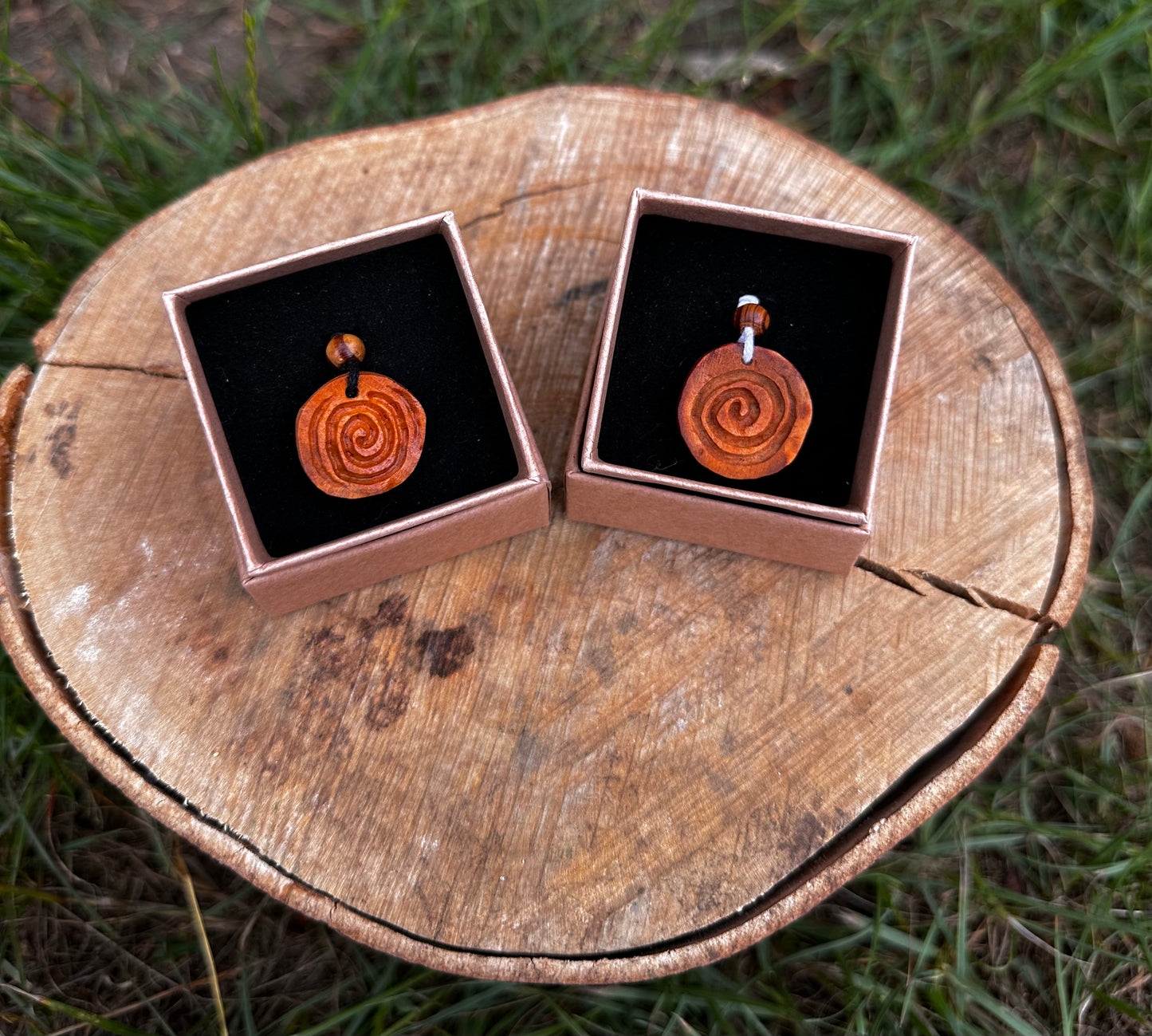 Mini avocado spiral pendants