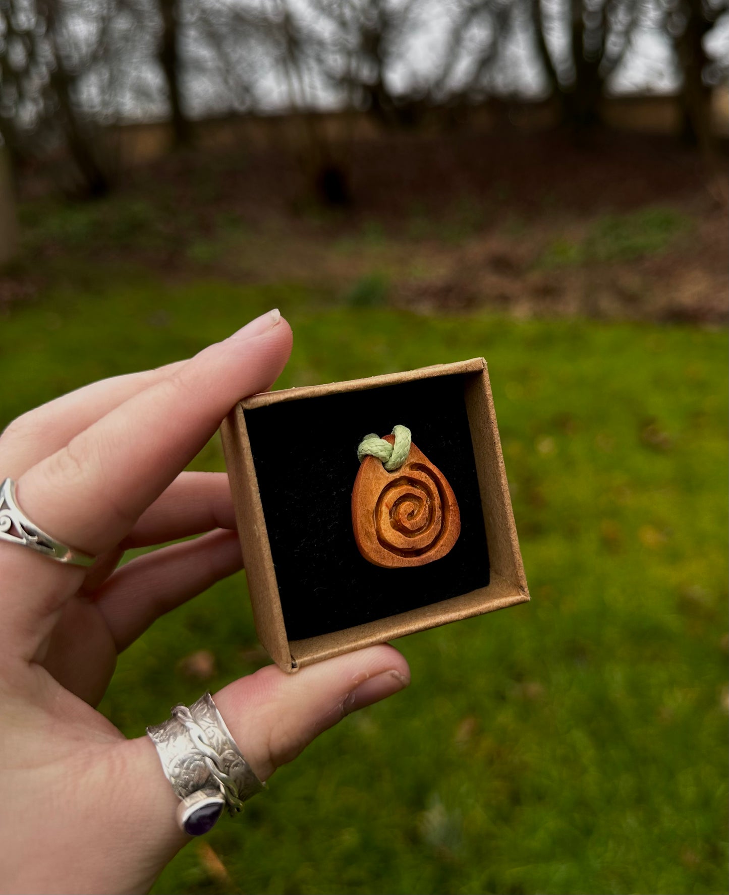 Mini avocado spiral pendants