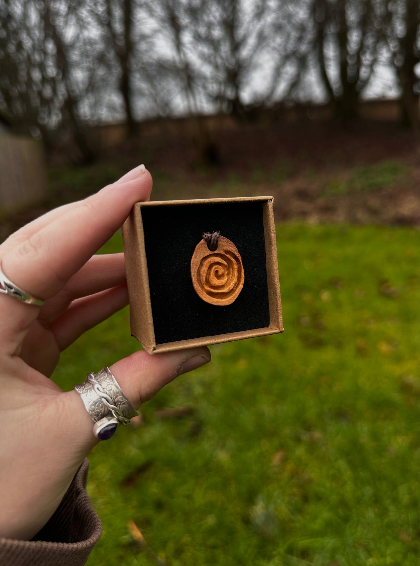 Mini avocado spiral pendants