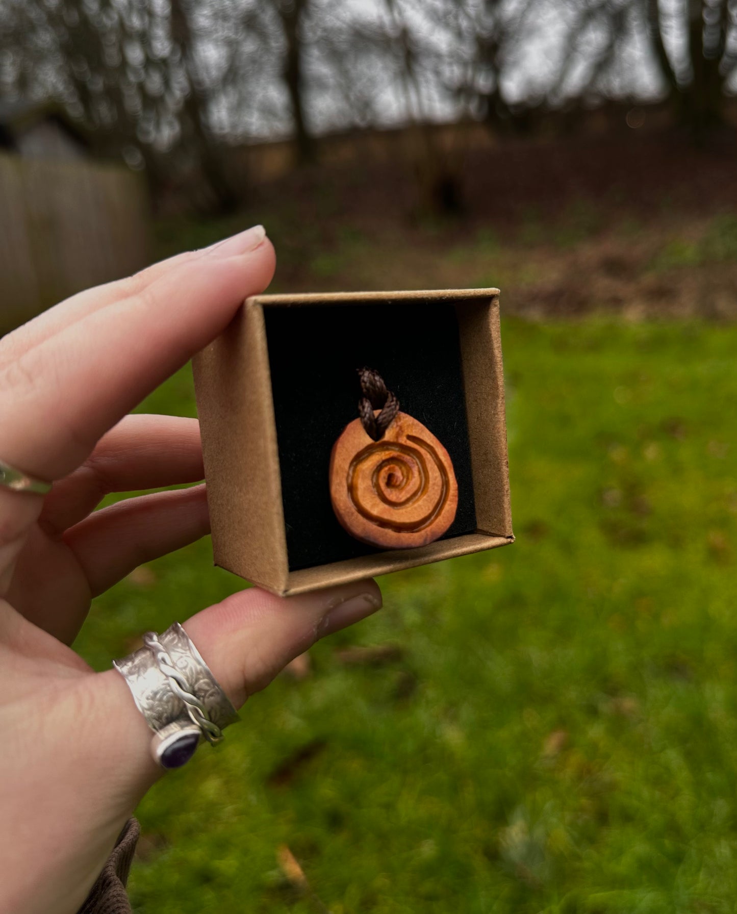 Mini avocado spiral pendants