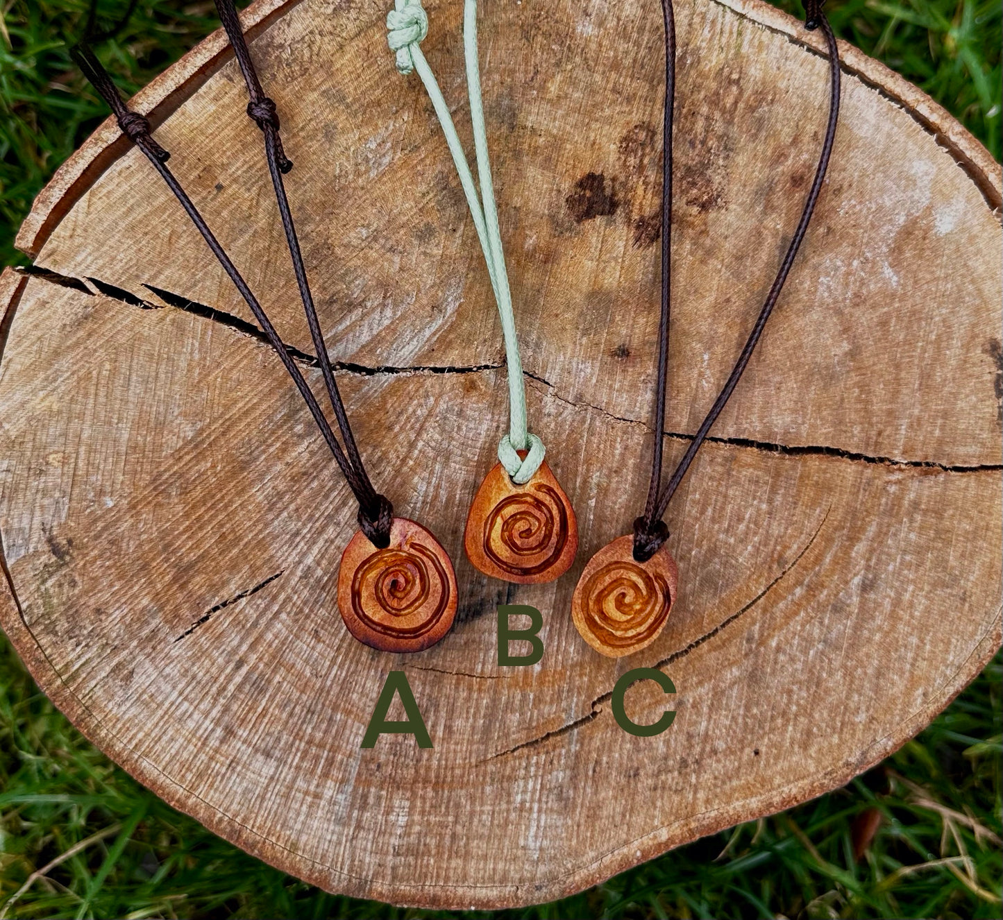 Mini avocado spiral pendants