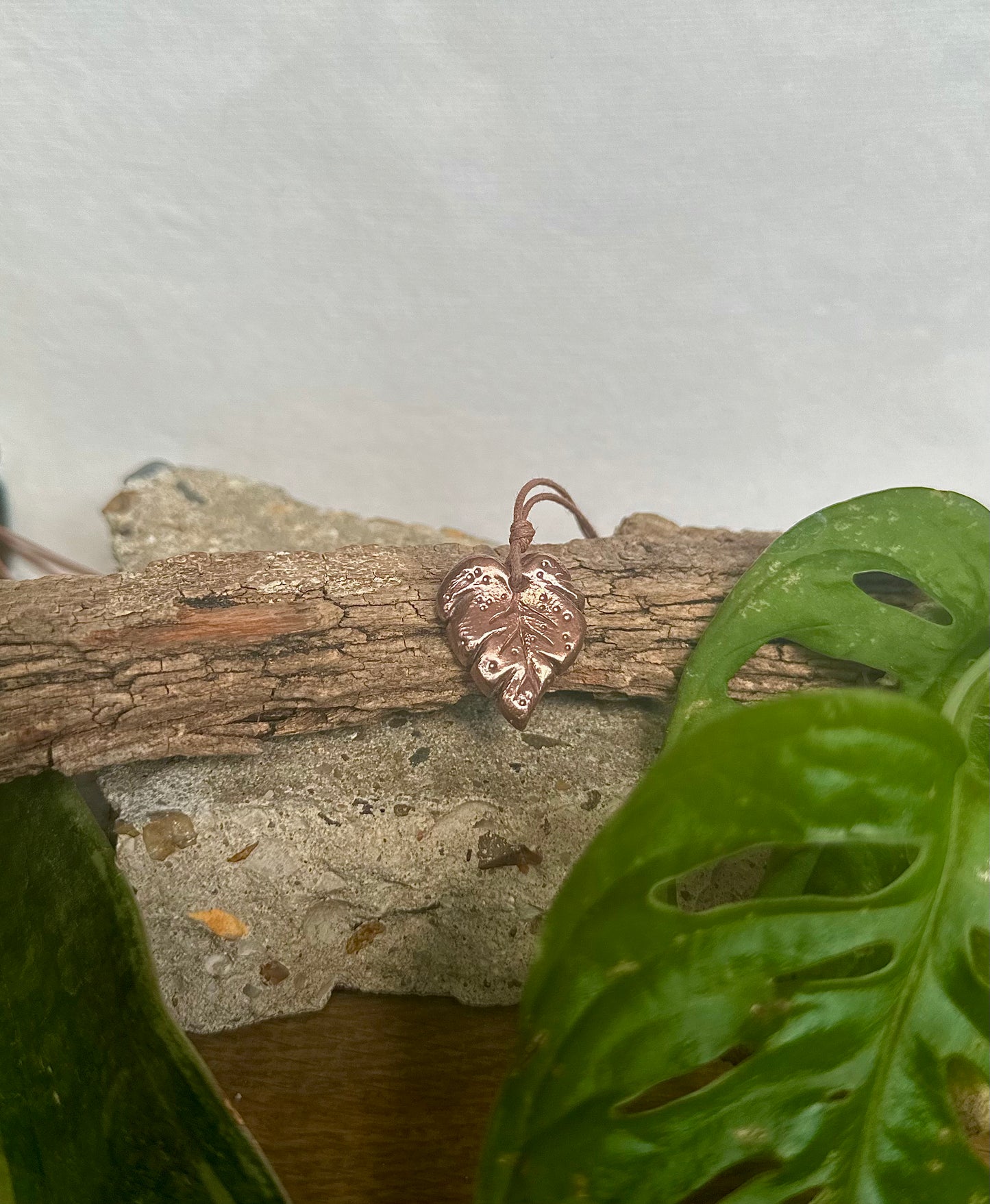 Sterling Silver and Copper Leaf Pendant Necklace.