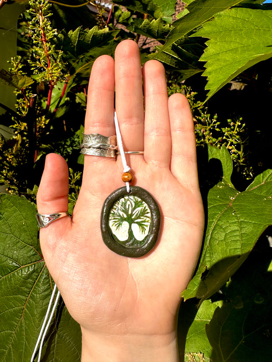 Framed Tree pendant necklace.