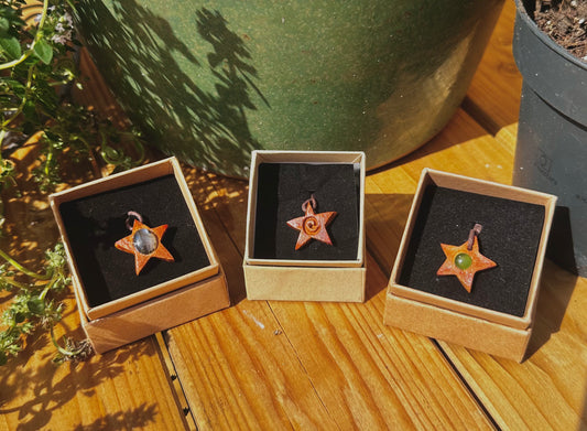 Avocado Seed star pendants.