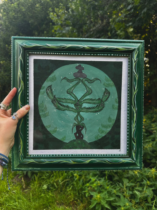 Fern face painting and up-cycled frame.