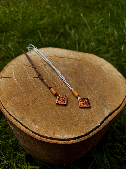 Spiral Copper Diamond Pendant Necklace.