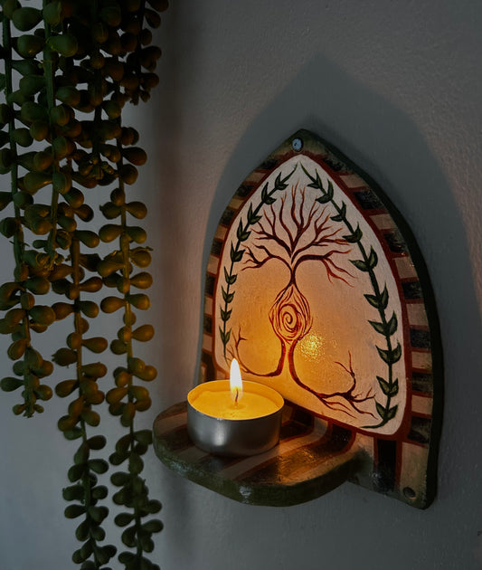 Tree of life t-light wall shelf.