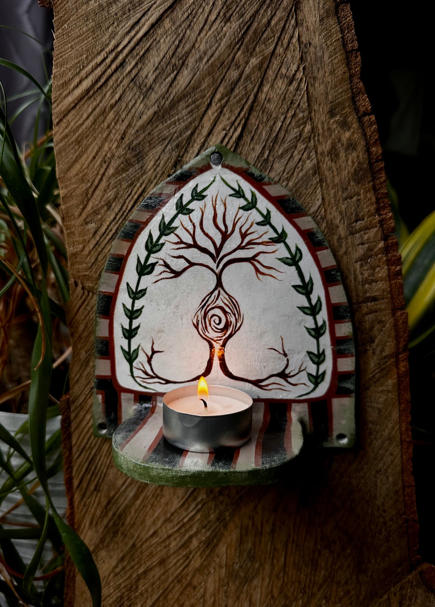 Tree of life t-light wall shelf.
