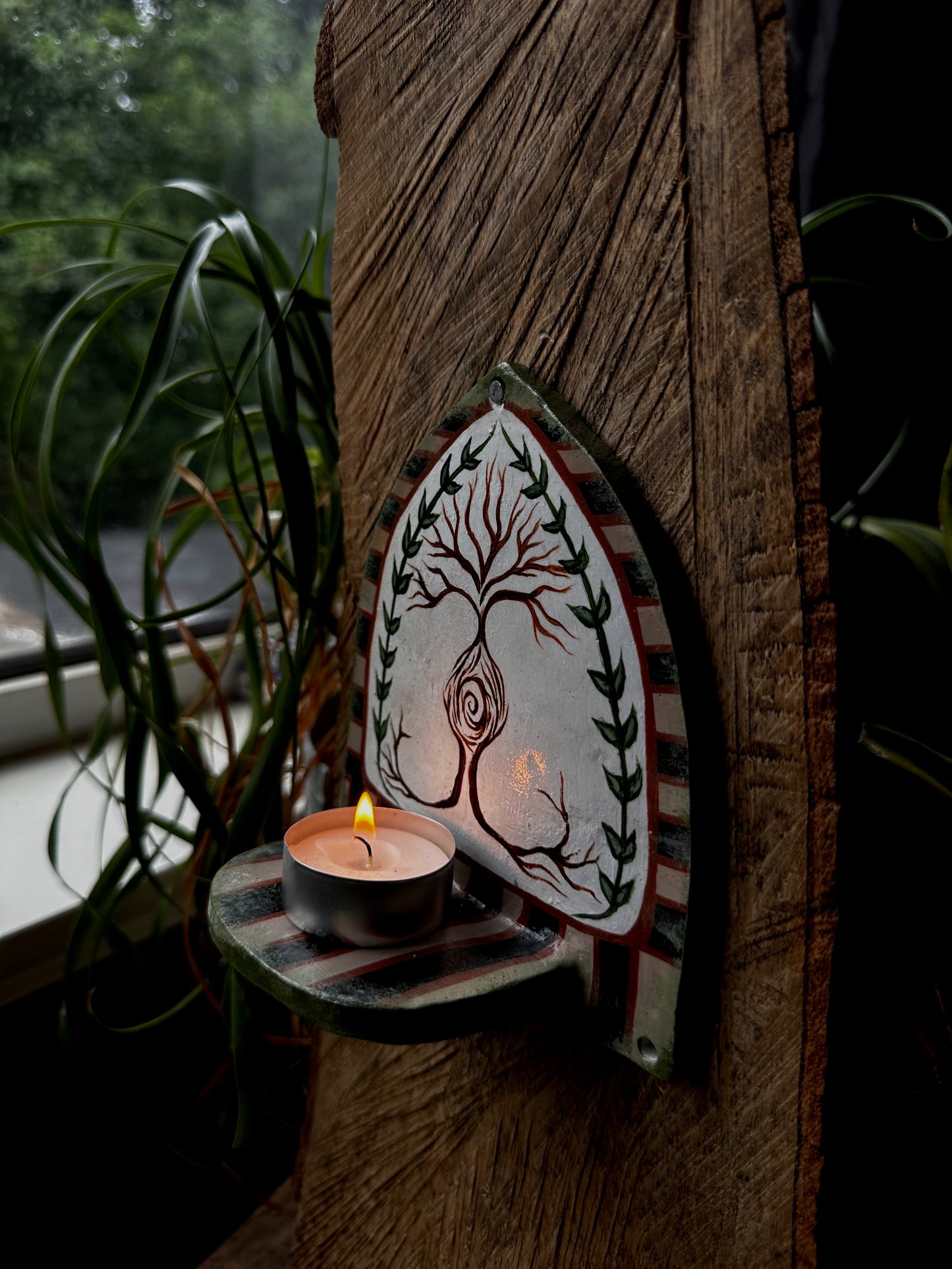 Tree of life t-light wall shelf.
