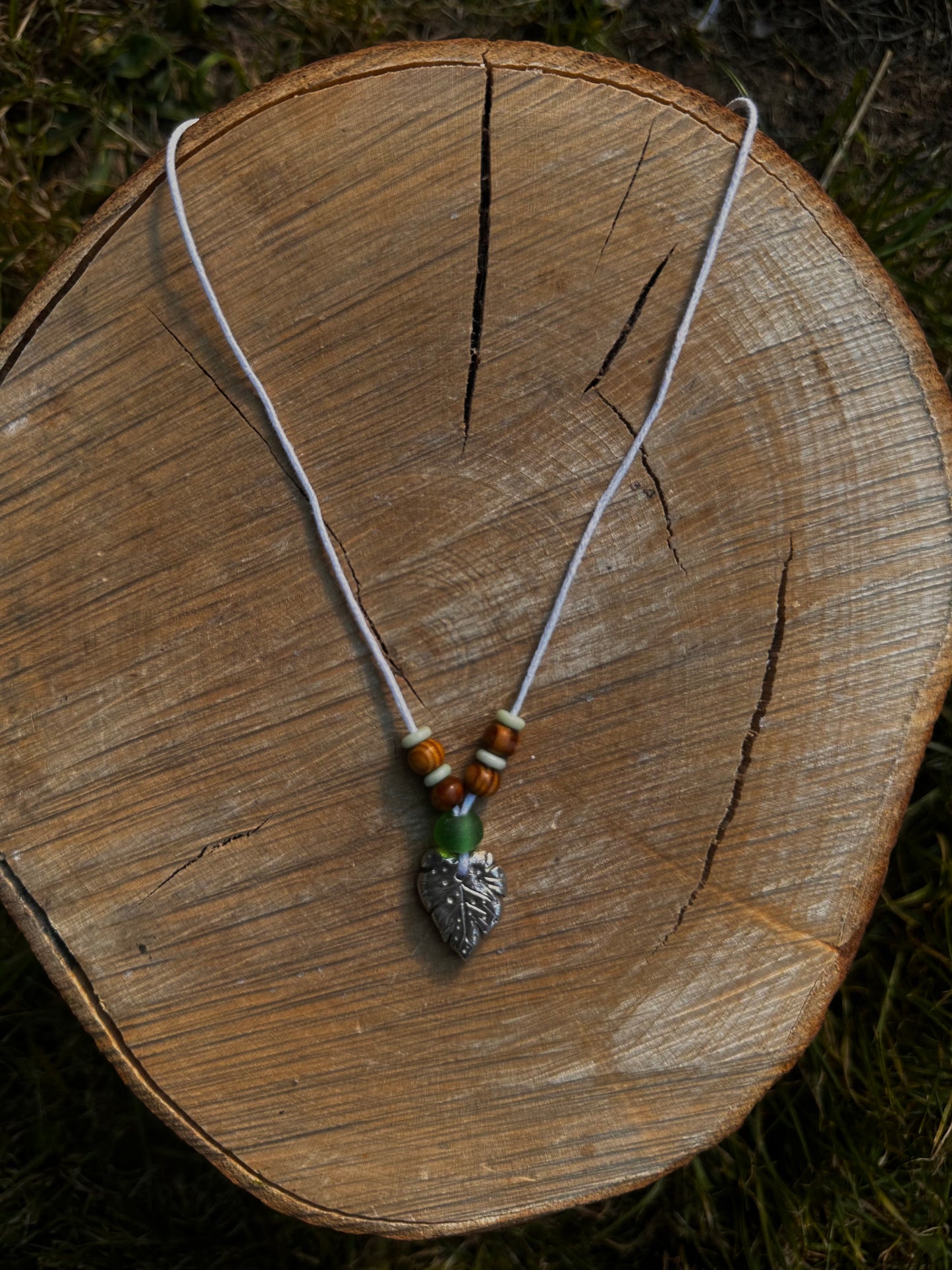 Sterling Silver and Copper Leaf Pendant Necklace.