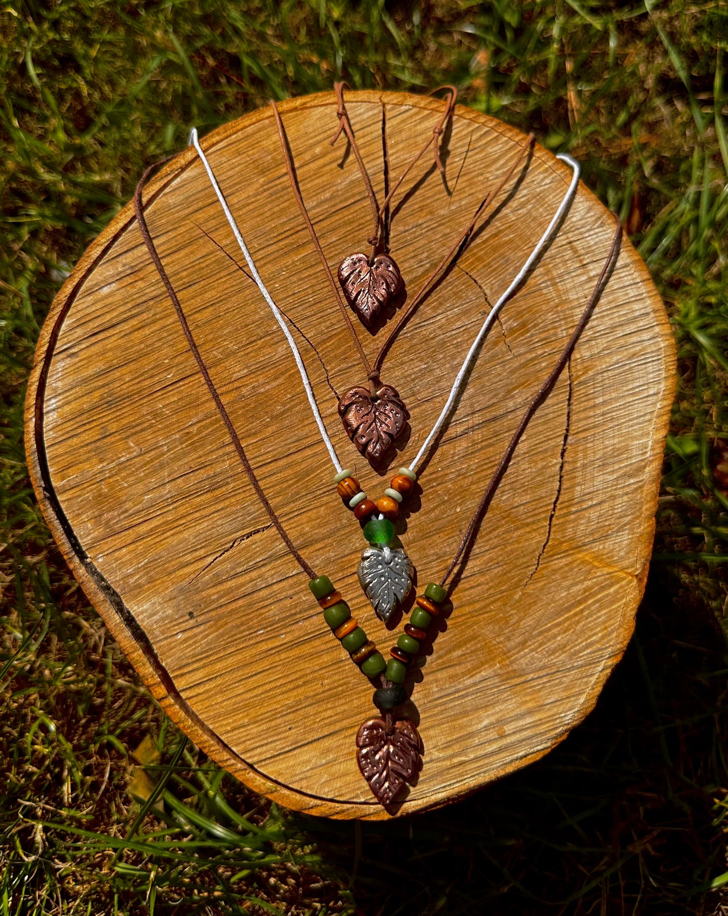 Sterling Silver and Copper Leaf Pendant Necklace.