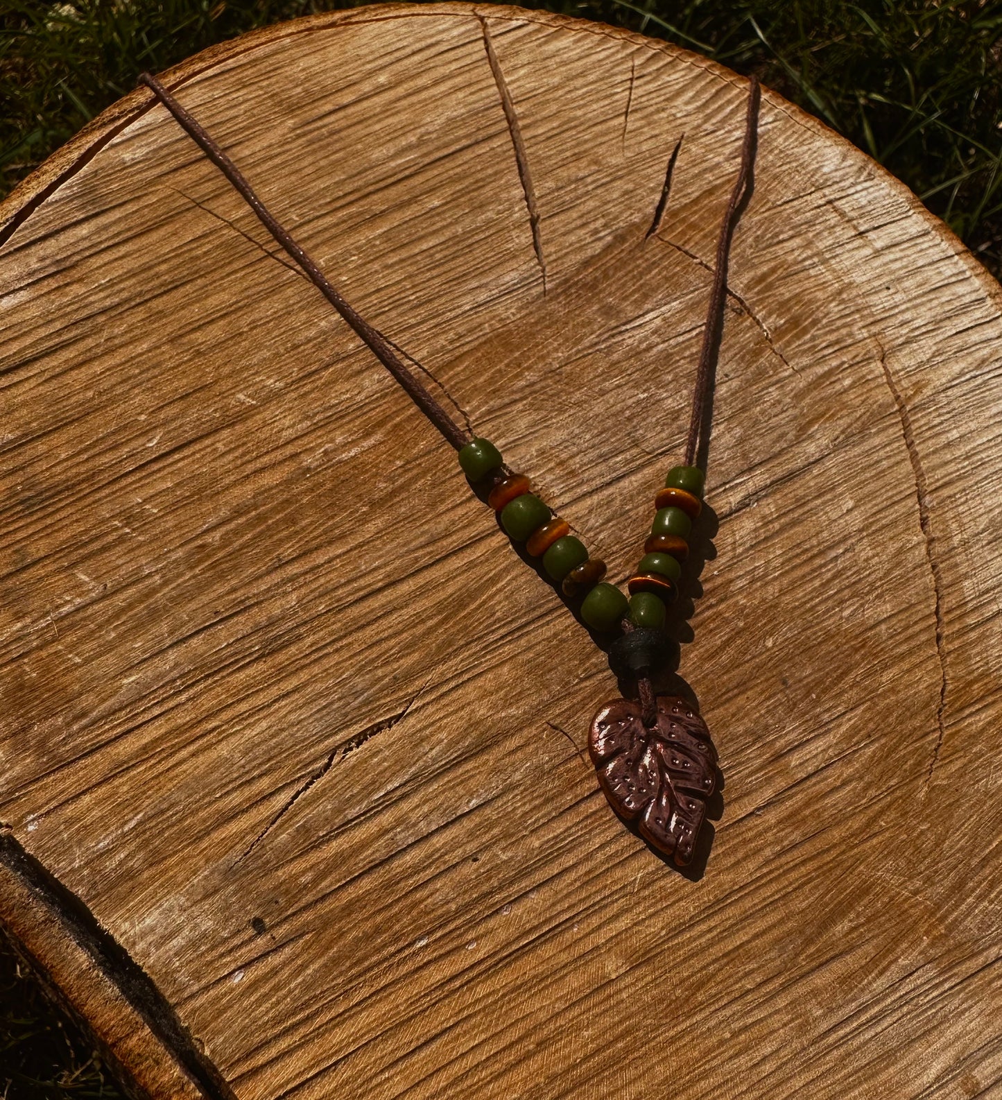 Sterling Silver and Copper Leaf Pendant Necklace.