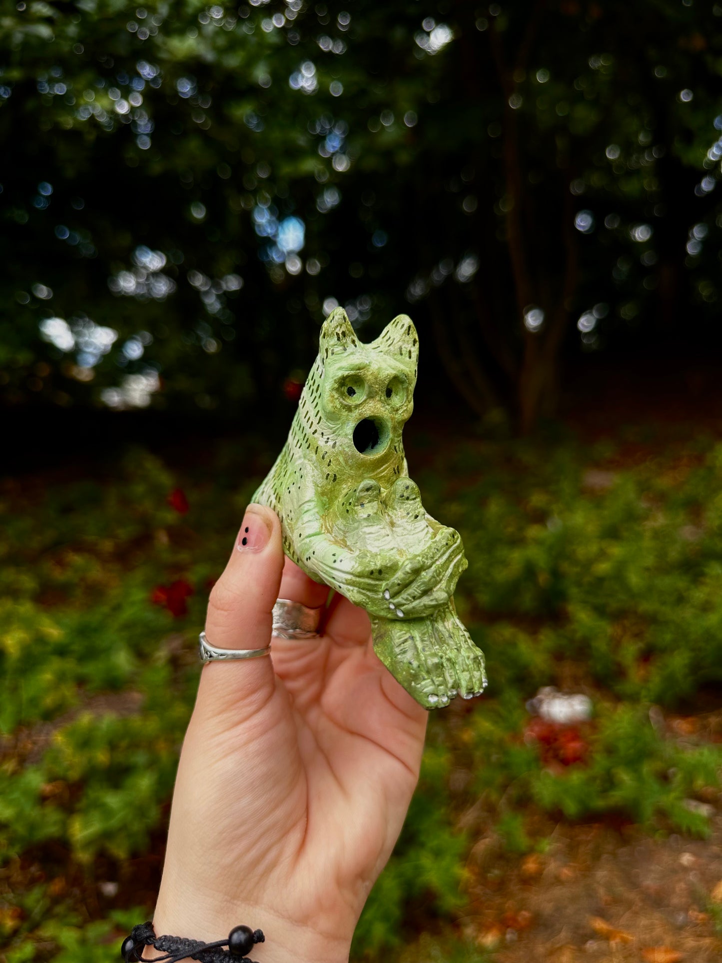 The pondering exhales, incense creature.